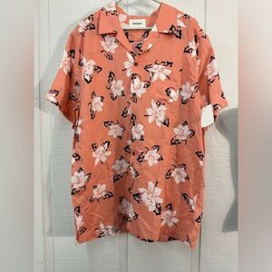Unison Pale Orange Tropical Buttondown Shirt Size Various NWT